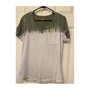 green and white tie dye blouse